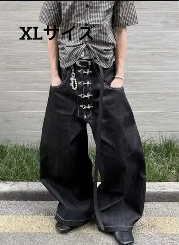 당일 발송 새상품 리지드 데님 와이드 데님 팬츠 스터드 y2k opium