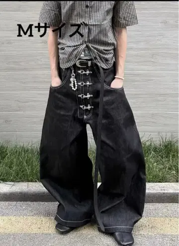 당일 발송 새상품 리지드 데님 와이드 데님 팬츠 스터드 y2k opium