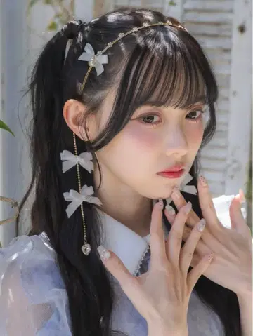 ROJITA 로지타 리본 체인 머리띠 화이트