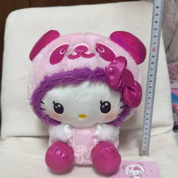 헬로키티 팬더 모자 봉제 인형 약 20cm