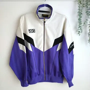90년대 일본제 아식스 저지 트랙 자켓 보라색 L 골드 타이거