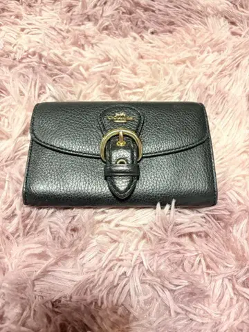 블랙 가죽 접이식 지갑