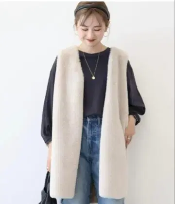 아메리칸 홀릭/에코 퍼 베스트 크림색