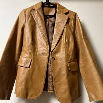 브라운 가죽 블레이저 싱글 버튼