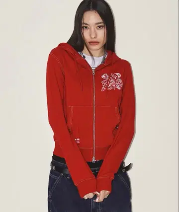 NYXX ROSE ZIP-UP HOOD 레드 풀 집업 후드티
