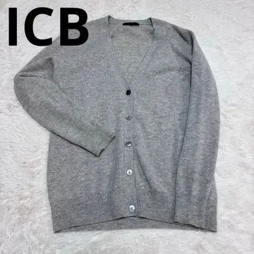 ICB 아이씨비 캐시미어 혼방 소매 자수 V넥 가디건 S 그레이