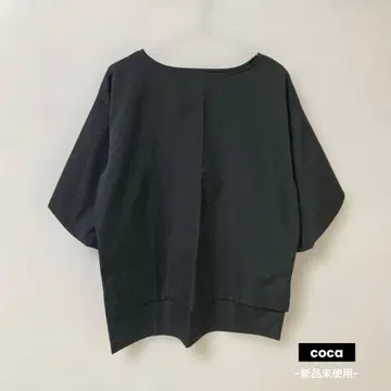coca 벌룬 슬리브 보트넥 블라우스 탄력감 블랙 미사용 새상품