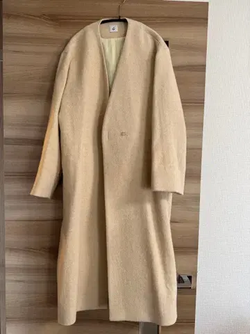 roku 6 헤링본 베이지 롱 코트