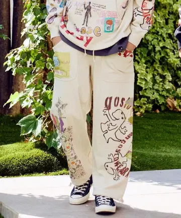공방사 쭈리 낙서 MIX TRA 스웨트 팬츠 고슬로우 gsc
