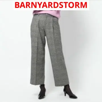 2,3회 착용 BARNYARDSTORM 글렌체크 세미 와이드 팬츠