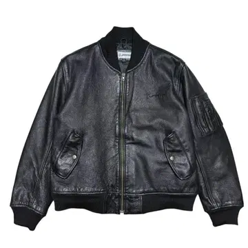 BOIENG 가죽 MA-1 플라이트 자켓 카우 가죽 주름