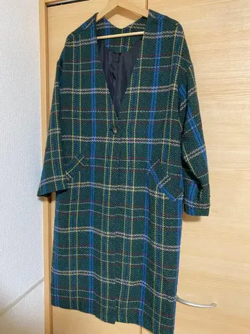 롱 코트 체크 무늬