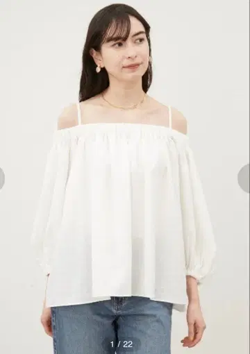 [ 새상품급 ] 퍼프 슬리브 오프숄더 블라우스 [ 머신 워셔블 ]