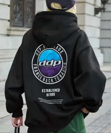DDP/ 서클 로고 자수 빅 실루엣 속기모 풀오버 후드티