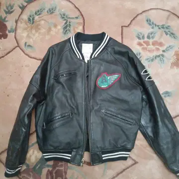 아비렉스 아치 로고 가죽 자켓