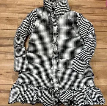 니나뮤우 체크 무늬 프릴 밑단 다운 자켓 M