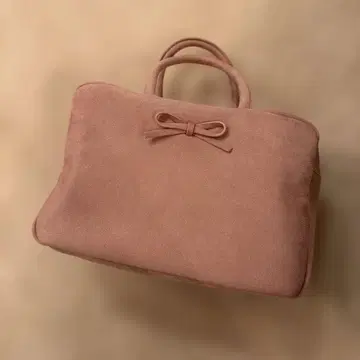 핑크 스웨이드 보스턴 백 리본 포함