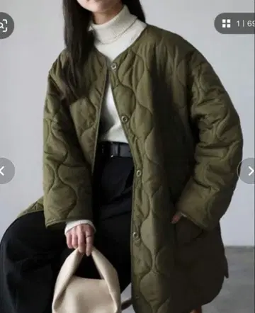 [ riberry ] 주말 한정 가격 드로스트 퀼팅 코트 카키