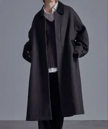 스텐 칼라 코트 오버 멜톤 코듀로이 스텐 칼라 Loose