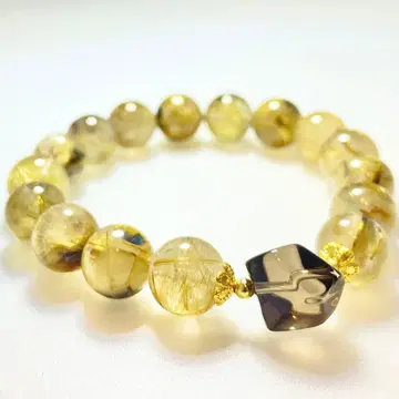 헤마타이트 in 루틸 쿼츠 러프컷 스모키 쿼츠 팔찌