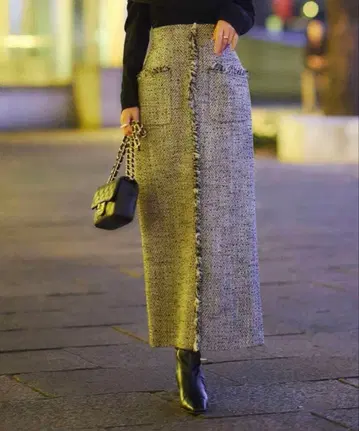 anuans 프론트 포켓 트위드 스커트