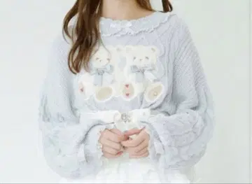 LIZLISA Twin Bears 니트탑 블루