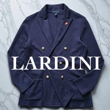 LARDINI 울 더블 니트 자켓 각인 버튼 네이비 L