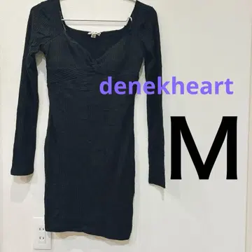 블랙 리브 긴팔 미니 원피스 M 패드 포함