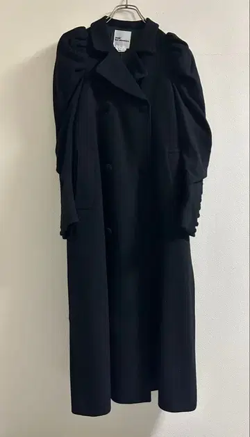 noir kei ninomiya 블랙 퍼프 슬리브 롱 코트