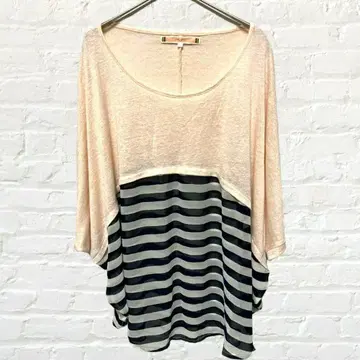 핑크 애드브 도킹 튜닉 절개 돌먼 슬리브 무지 보더