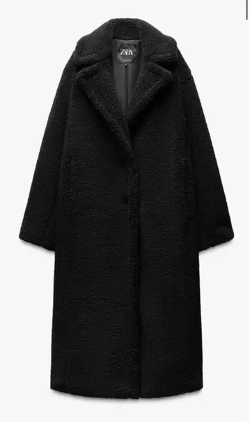 ZARA 새상품급 보아 원단 롱 코트 블랙