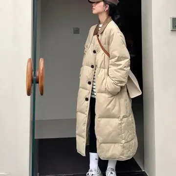 한국 아우터 다운 자켓 롱 베이지