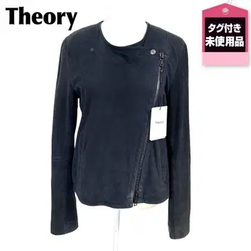 택 포함 Theory 염소 가죽 라이더 자켓 L 블랙 무지