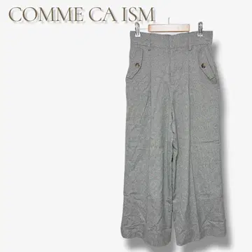 컴시즘 트위드풍 와이드 팬츠 그레이 루즈핏 허리밴딩