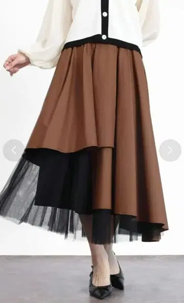 새상품 택 포함 FENNEL 튤 레이어드 랩 플레어 스커트