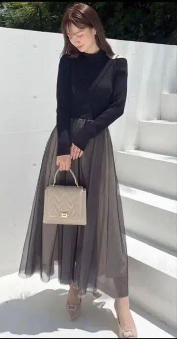 MERCURYDUO 튤 도킹 2way 니트 원피스 M