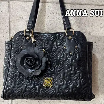[새상품급] 안나수이 토트백 자수 장미 코인 케이스 포함 블랙