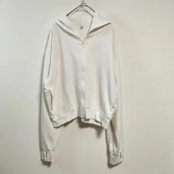 빅 사이즈 XL GU UV컷 풀 집업 후드티 (긴팔) 화이트