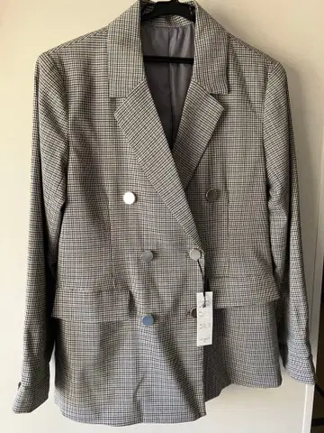 체크 무늬 M 사이즈 더블 브레스트 자켓