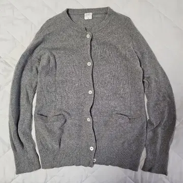 휴먼 우먼 그레이 니트 가디건 스웨터 긴팔 U넥