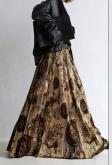 안티카 장식 프린트 롱 스커트