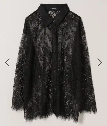 JEANASSIS 블랙 레이스 긴팔 셔츠