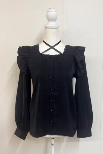 MARS 새틴 리본 포함 프릴 블라우스