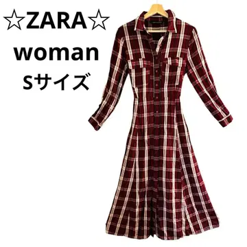 고품질 ZARA WOMAN 자라 빨간색 체크 셔츠 원피스 S