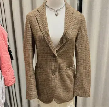 브라운 체크 테일러드 자켓