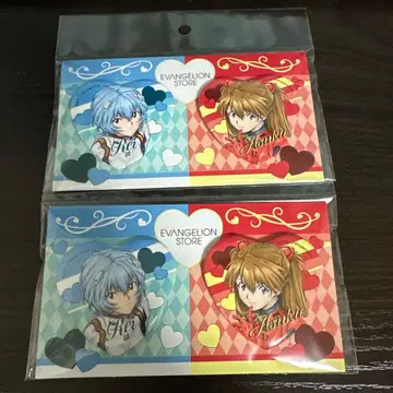 신세기 에반게리온 14주년 기념 페어 하트형 캔뱃지 아스카 아야나미 레이
