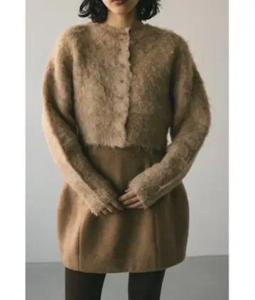 헤어리 숏 니트 가디건