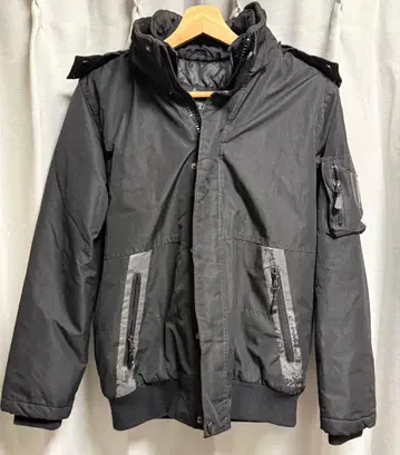 블랙 다운 자켓 후드 퍼 다운 y2k 그런지 시크 스타일