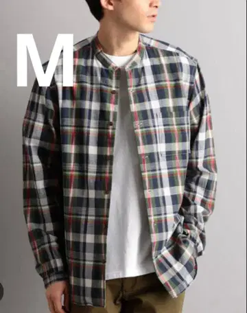 그린 라벨 릴랙싱 SC 이컷 마드라스 밴드 카라 셔츠 M