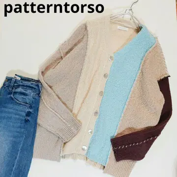 patterntorso antiqua 모헤어 터치 배색 니트 가디건